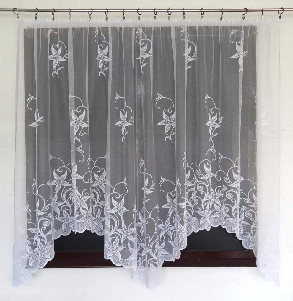 Mg Függöny jacquard 3057 hullám Fehér 300x160 szalaggal