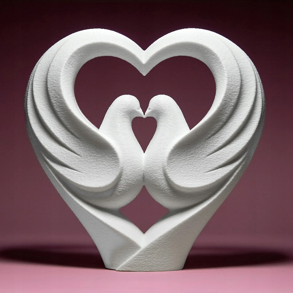 Szerelmes Galambok Szív Figura Szobor 3D nyomtatás 15cm Valentin nap