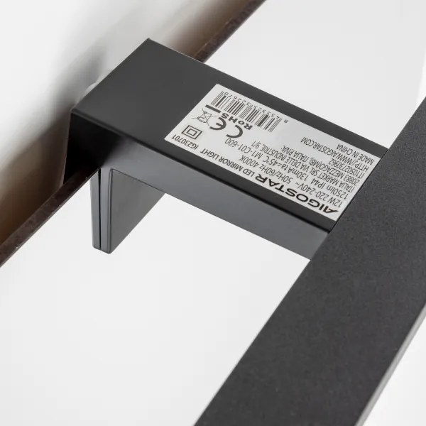 Aigostar - Fürdőszobai LED tükörvilágítás LED/12W/230V 4000K 60 cm IP44 fekete