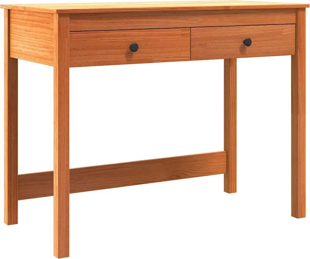 vidaXL Asztal fiókkal Max Barna 100 x 50 x 78 cm Tömör fenyőfa