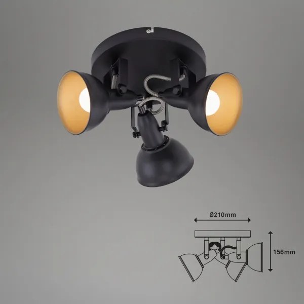 Fekete 3xE14/40W/230V spotlámpa