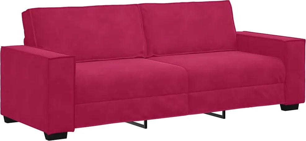 vidaXL 3 személyes bordó bársony kanapé 220x78x84 cm