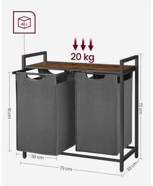Ruhaszennyes kosár REX barna/szürke