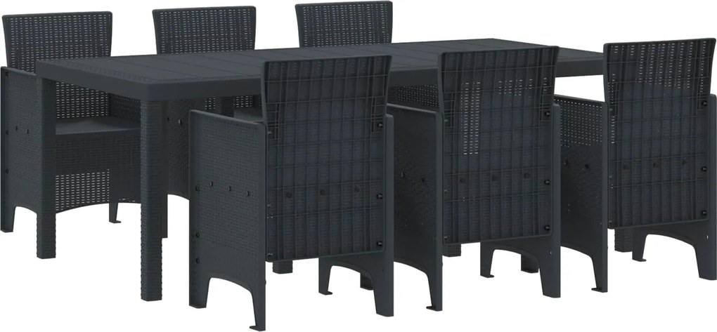vidaXL Kert étkező szett 7 pcs Antracit Polipropilén