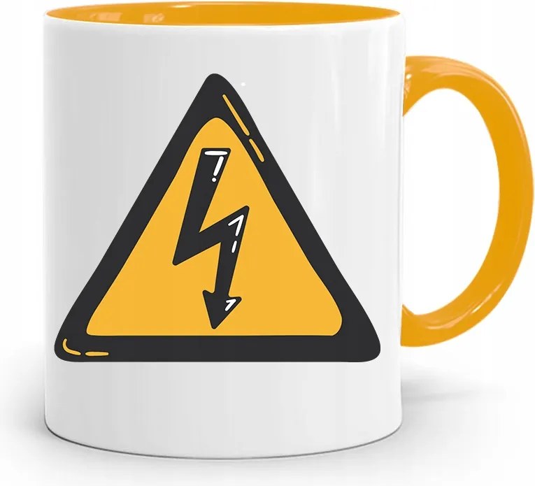 Sárga Bögre Ajándék Villanyszerelőnek Nagyfeszültségű, fényképes nyomattal