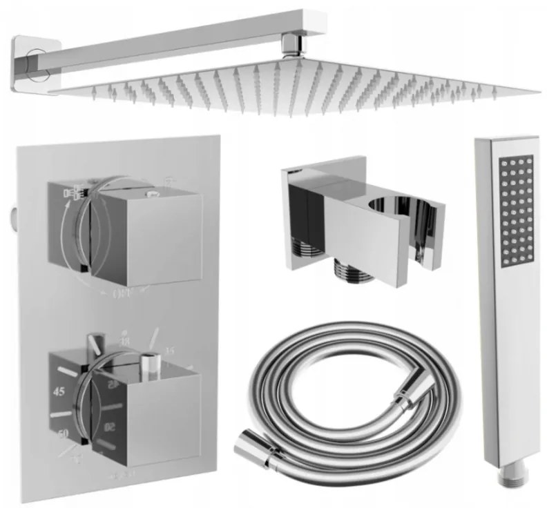 Mexen Cube DR02 beépíthető zuhany szett z fejzuhany 30 cm, Króm - 77502DR0230-00