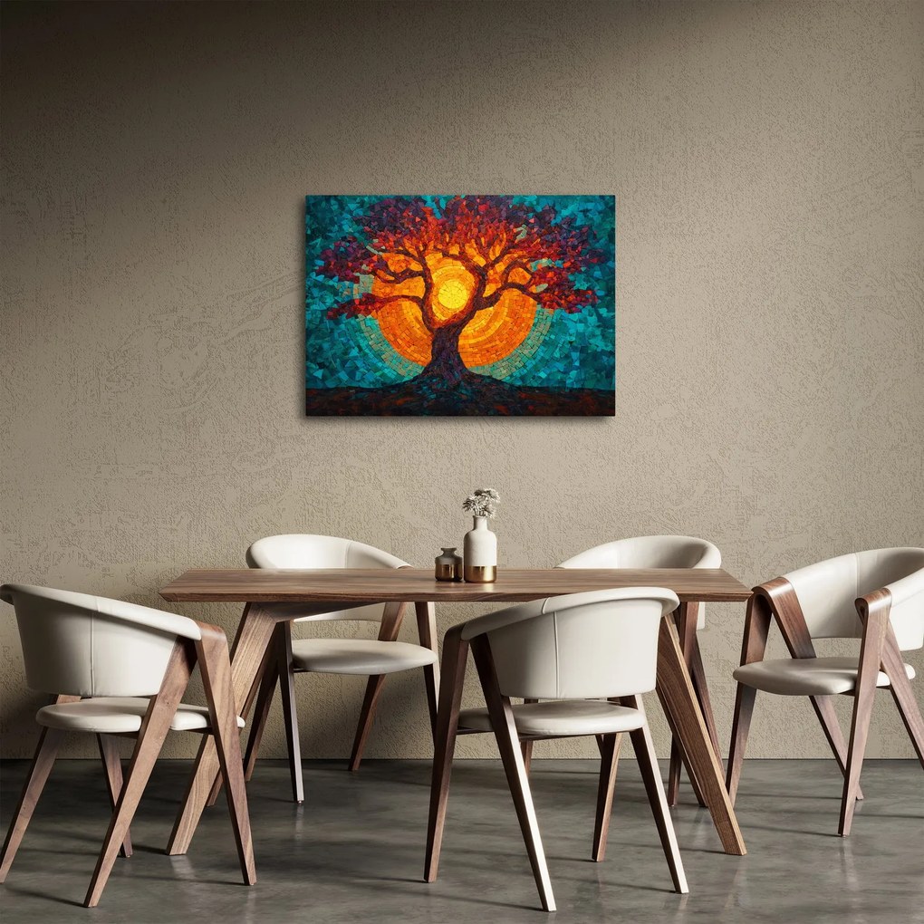 Kép - Az élet fája és a nap mozaikban (70x50 cm)
