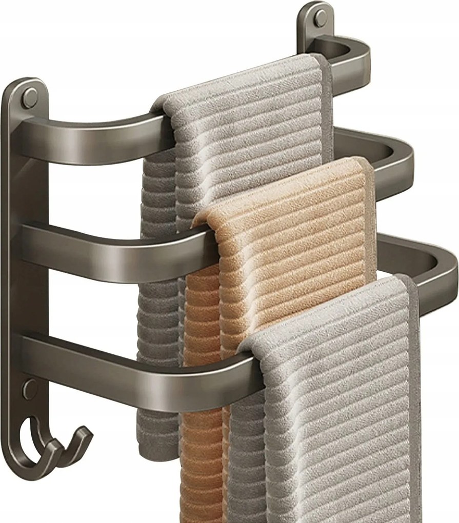 Törölközőtartó szürke Fürdőszoba 30CM 3 karos