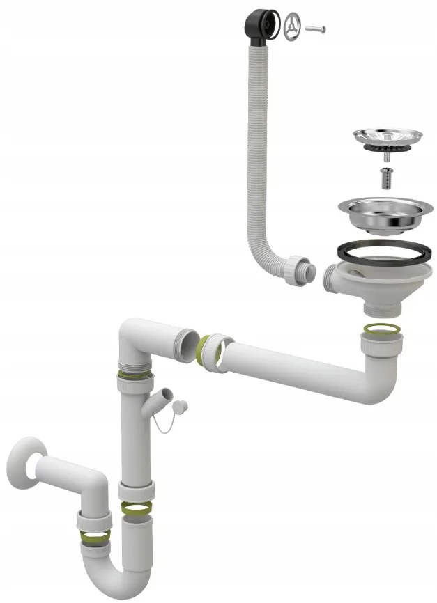 Mosogató Minőségi Obszidián, konyhai gránit mosogató 790x500x210 mm + króm szifon, fekete foltos-Brocade, SKQ-OBS.B.1KDO.X