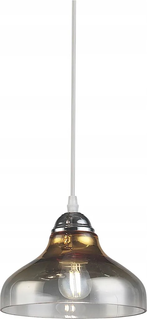 Függő mennyezeti lámpa E27 Marite füstös üveg lámpabúra fekete-arany