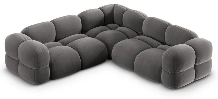 Szürke bársony sarokkanapé Loretto – Cosmopolitan Design