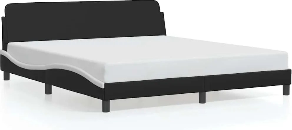 vidaXL fekete és fehér műbőr ágykeret Dover 180x200 cm