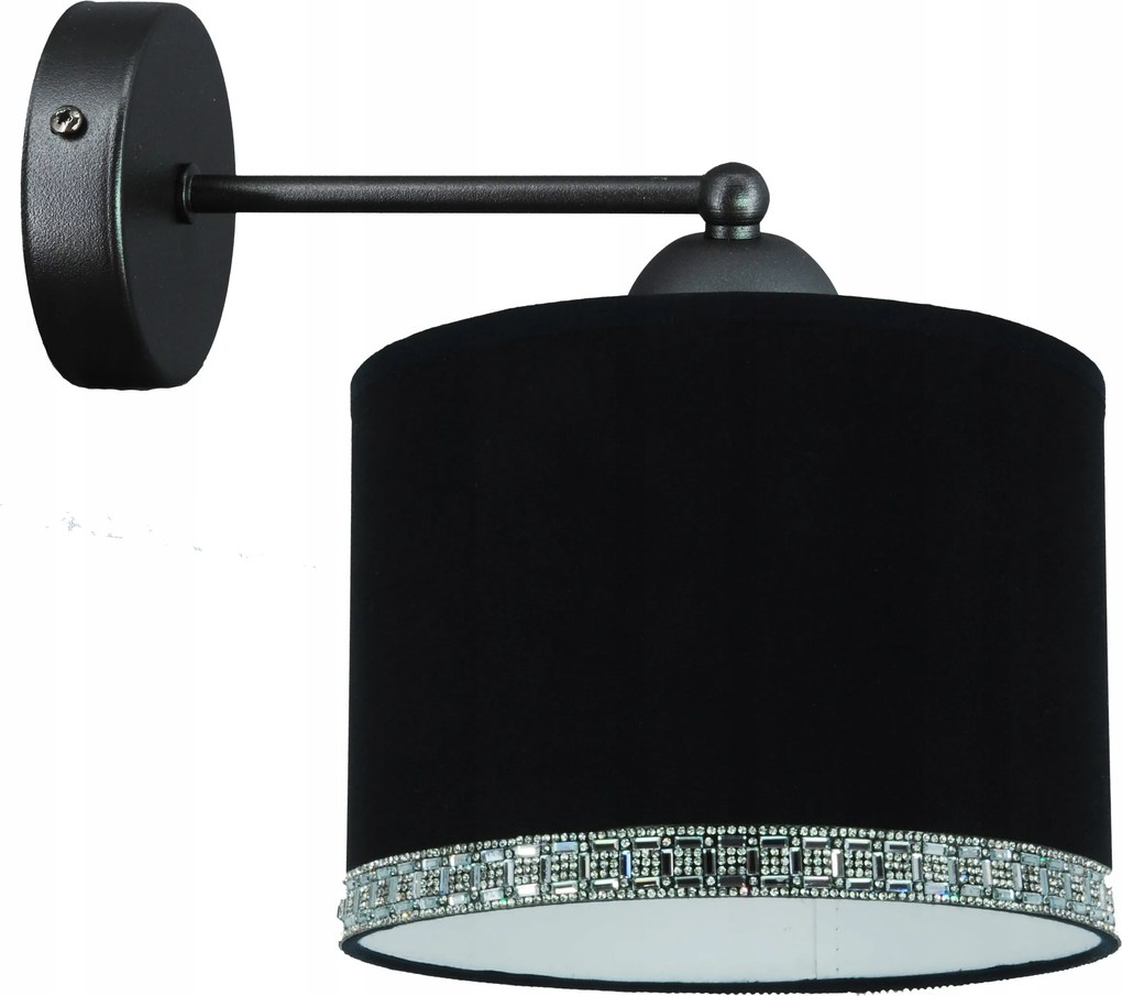 Modern fali lámpa Fali Lámpa divatos fekete lámpabúra króm díszítéssel 20cm