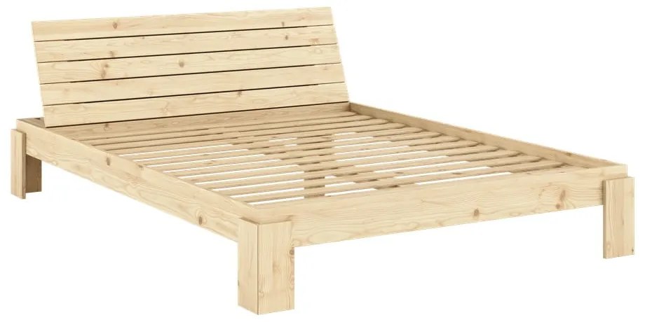 Natúr színű borovi fenyő franciaágy ágyráccsal 160x200 cm Layers – Karup Design