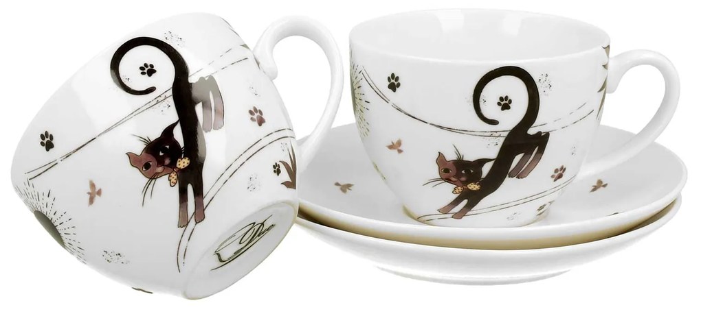 Cicás porcelán teás csésze aljjal két személyes 280 ml Charming cats