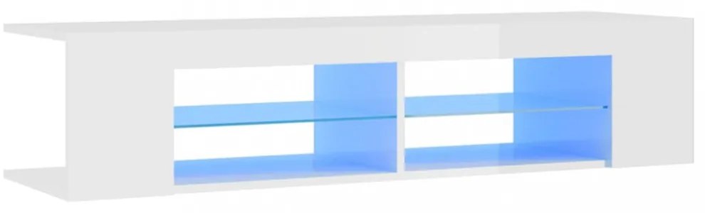 magasfényű fehér TV-szekrény LED-lámpákkal 135 x 39 x 30 cm