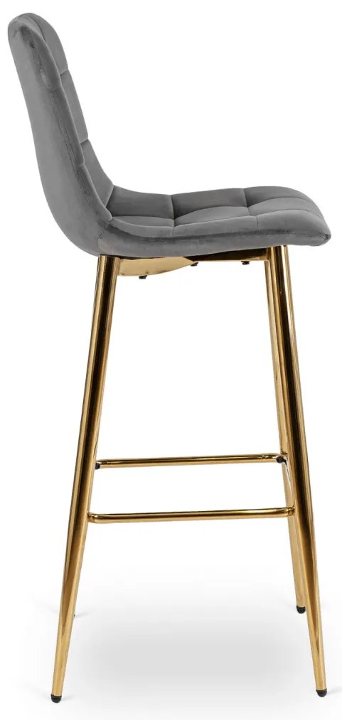 Szürke Bársony Bárszék Aranyszínű Lábbal. ARIEL