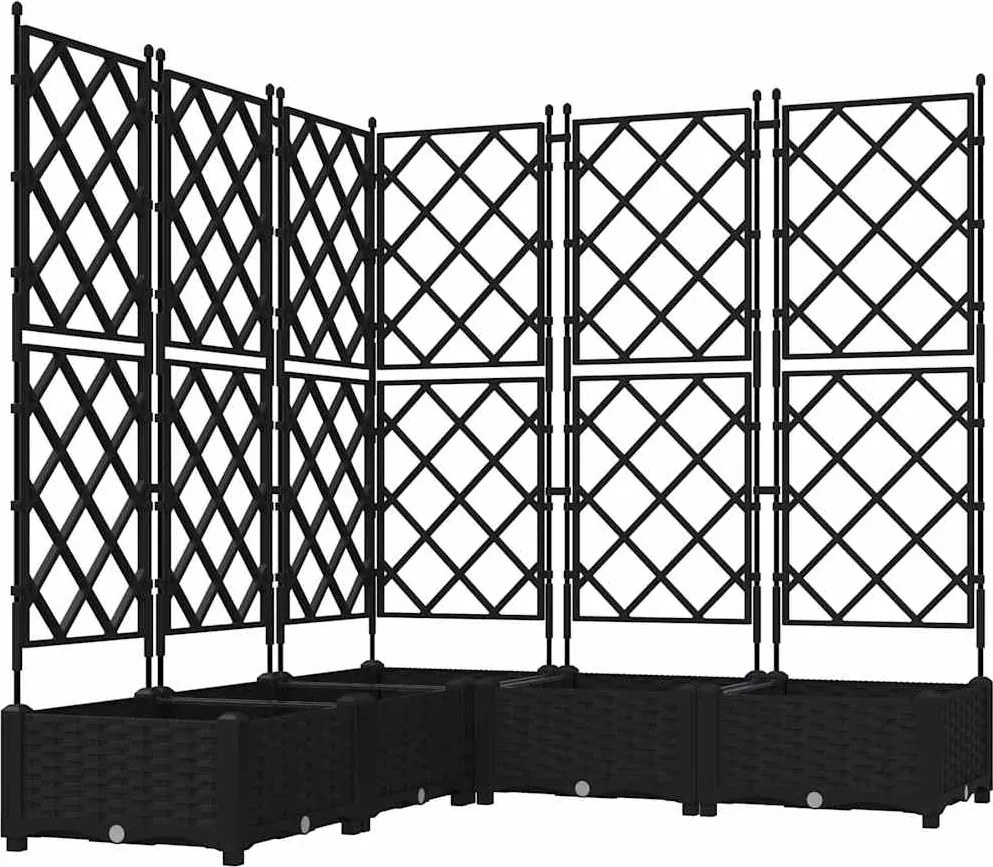 vidaXL Kerti cserép 5 pcs Fekete 120 x 120 x 125,5 cm Acél