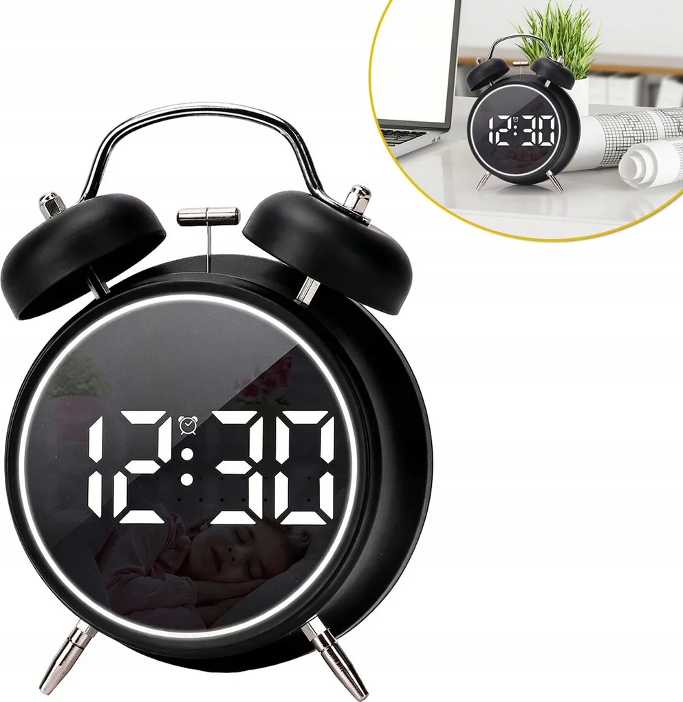 Modern Led Asztali Ébresztőóra Éjjeli Lámpával És Fényerőszabályzóval 2 Riasztás
