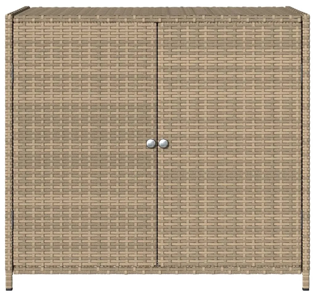 bézs polyrattan kerti tárolószekrény 83x45x76 cm