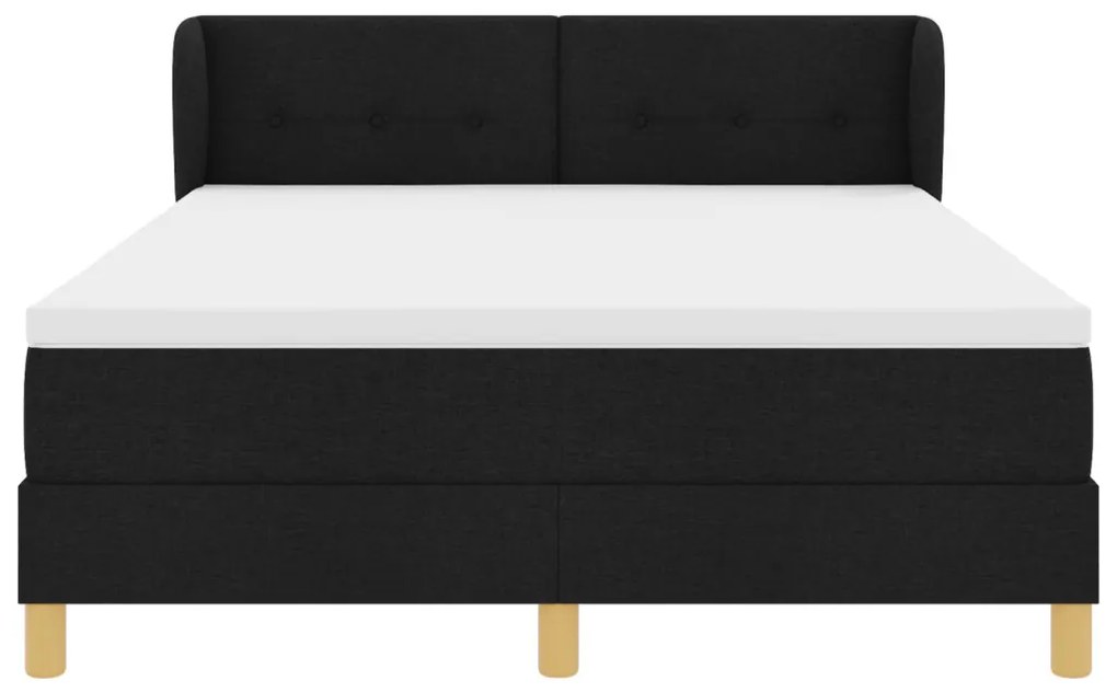 Boxspring Ágy Matrac Terítővel, Fekete, 140x200 cm, Szövet
