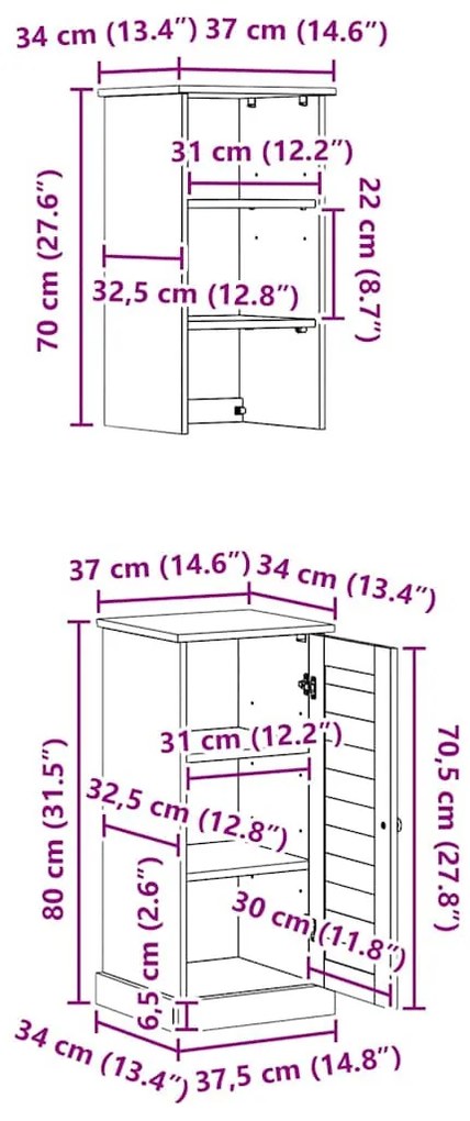 Fürdőszoba bútor szett polcokkal VIGO 2 pcs Barna és fehér