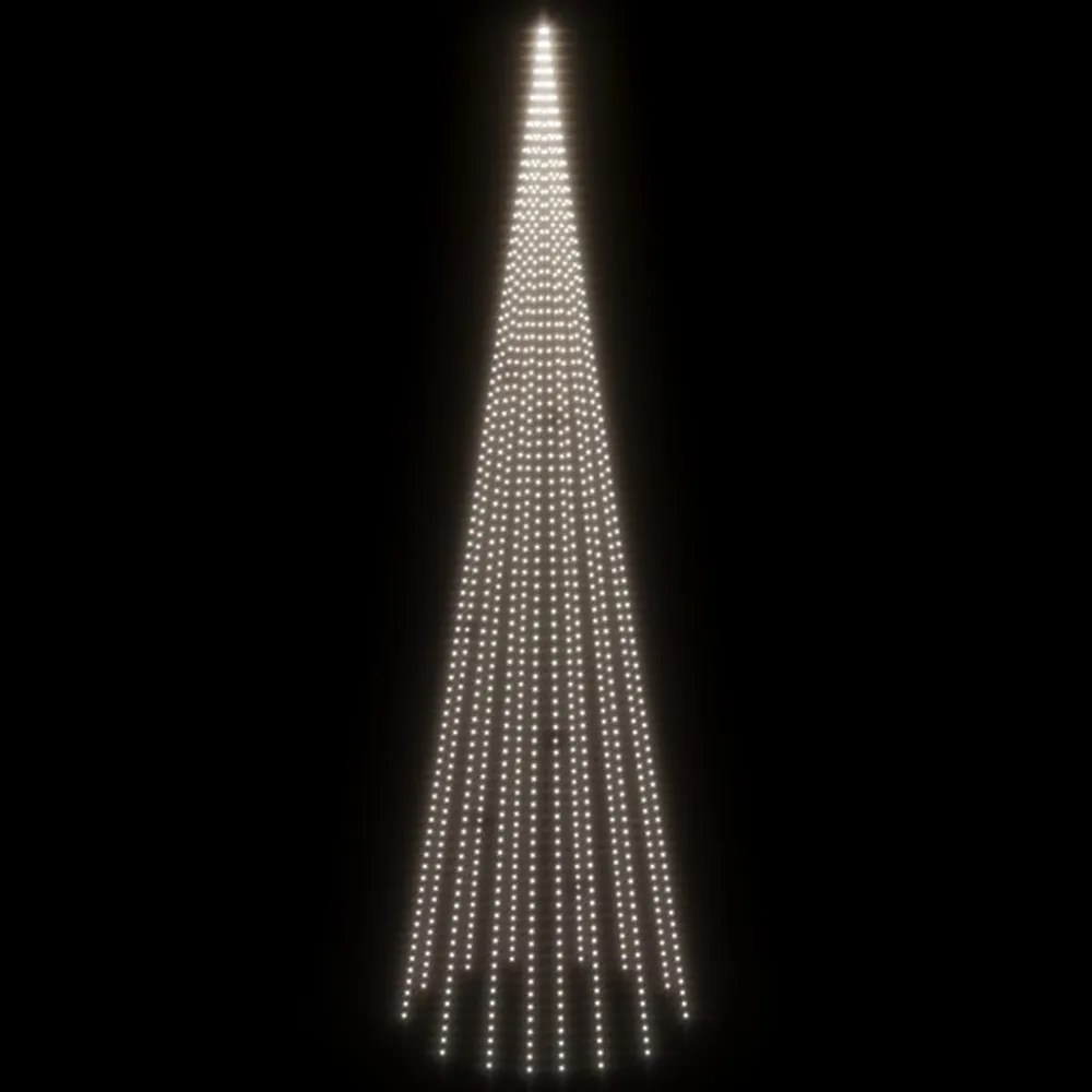 karácsonyfa zászlórúdon 1134 hideg fehér LED-del 800 cm