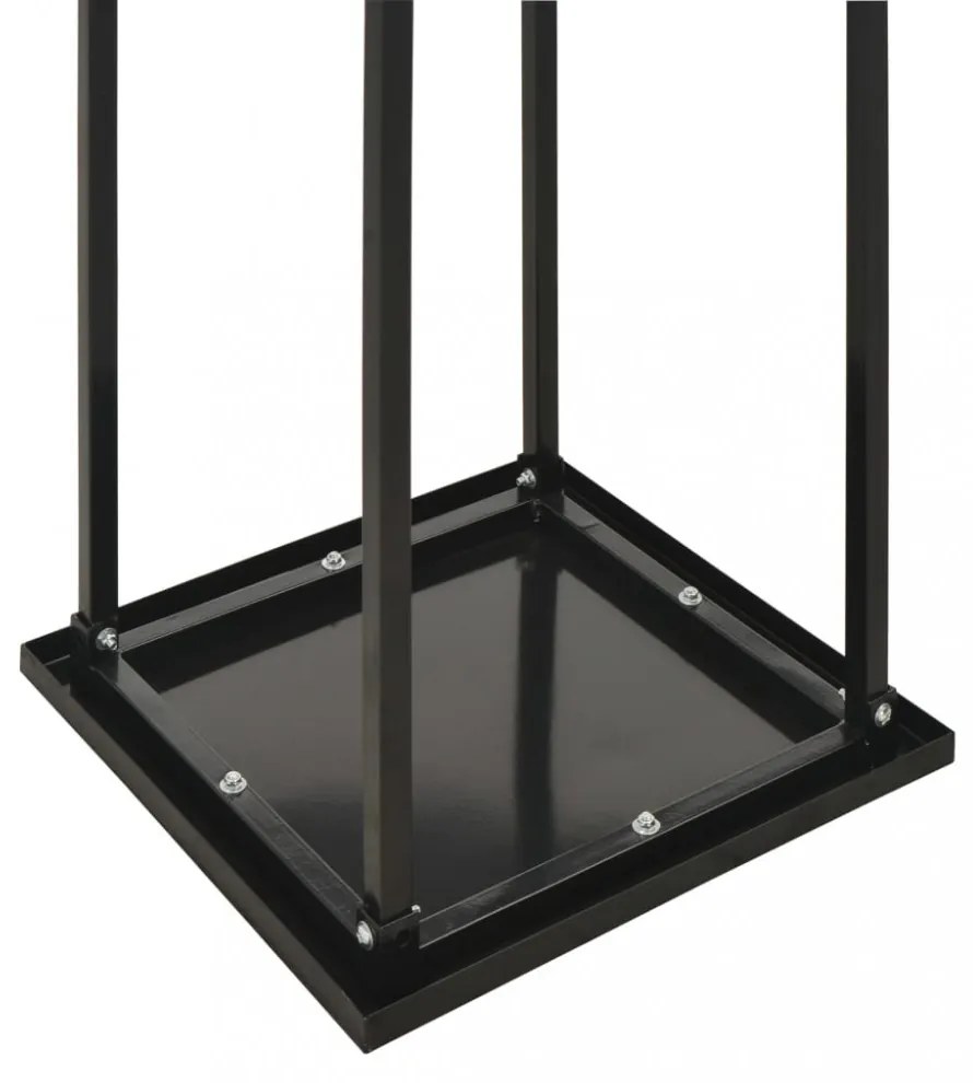 vidaXL fekete acél tűzifatároló alappal 37 x 37 x 113 cm