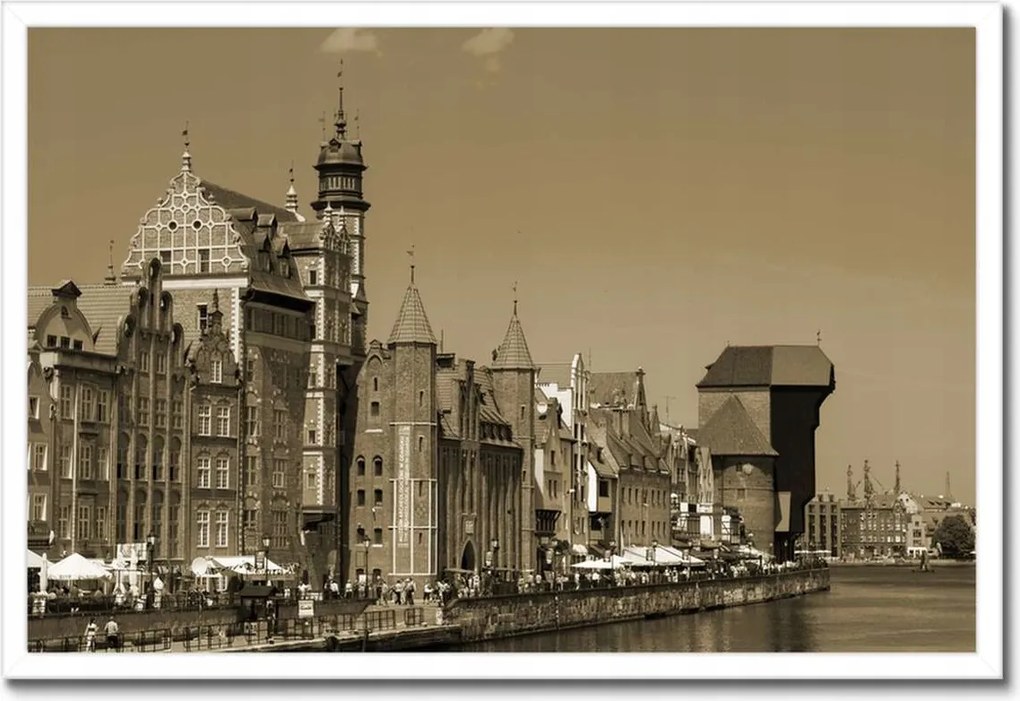 Poszterek 60x40 keretben Gdańsk szépia bronz