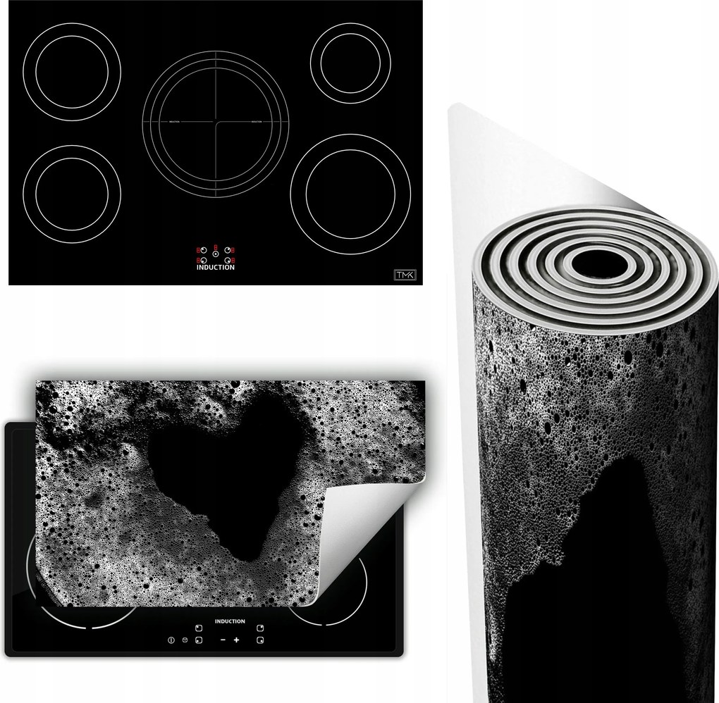 Vinil Tűzhelyvédő Szőnyeg Asztallap 90x52 fekete szív