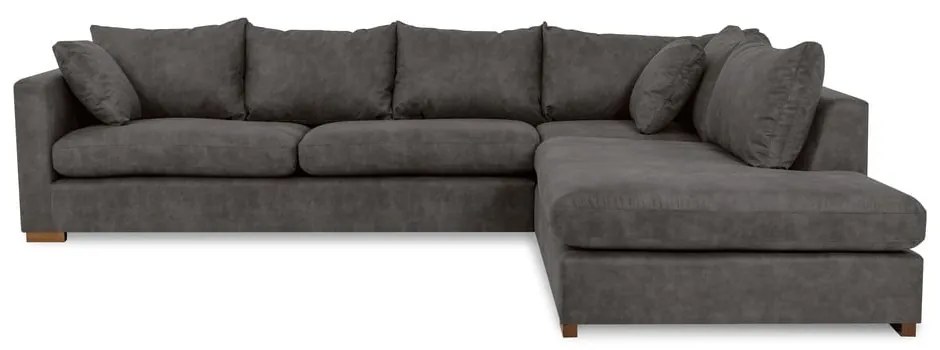 Antracitszürke bőrutánzat sarokkanapé (jobb oldali) Hamburg – Scandic