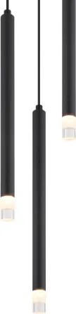 Globo 15629-3 Függeszték fém fekete matt, akril szaténozott, átlátszó, fekete PVC kábel, ø: 240mm, M: 1200mm, 3x G9 LED 4W 230V izzók nélkül