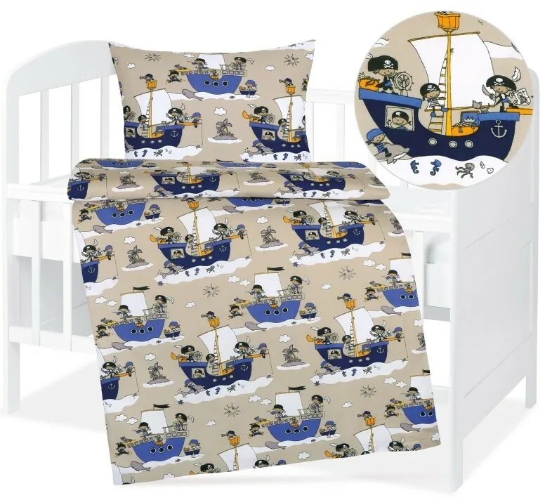 Bellatex pamut bölcsőágynemű Agata Sailor kék 90 x135 cm, 45 x 60 cm