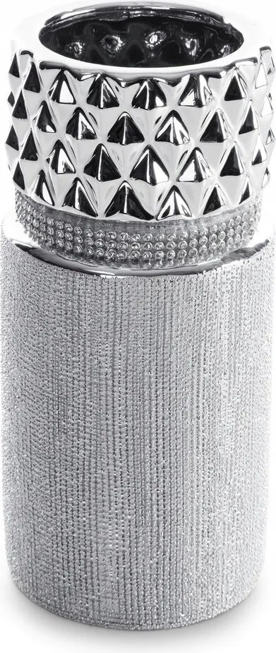 Dekorációs váza 10X10X21 ezüst, domború textúrával