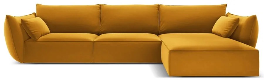 Mustársárga bársony sarokkanapé (jobb oldali-heverő résszel) Vanda – Mazzini Sofas