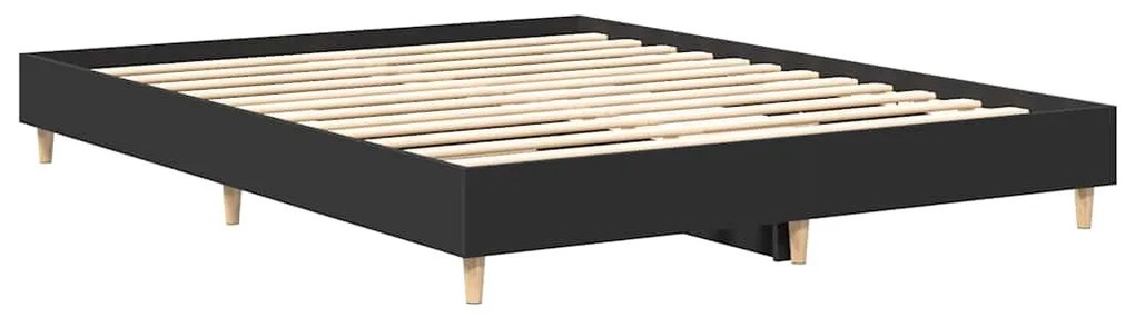 fekete szerelt fa ágykeret matrac nélkül 140 x 200 cm