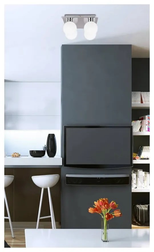 Ezüstszínű mennyezeti lámpa üveg búrával 25x25 cm Oden – Candellux Lighting