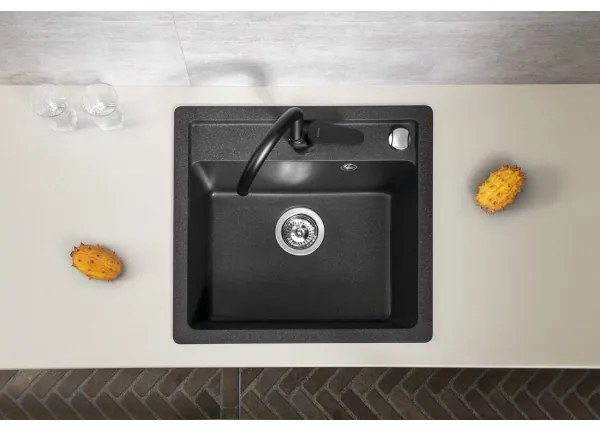Sapho - Konyhai mosogató 53x50 cm gránit/fekete