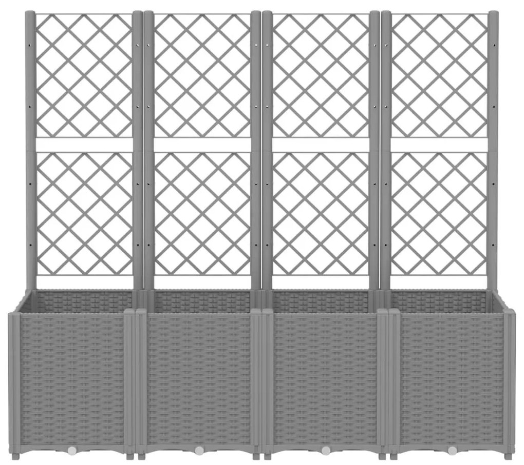 vidaXL világosszürke PP rácsos kerti ültetőláda 160 x 40 x 140 cm