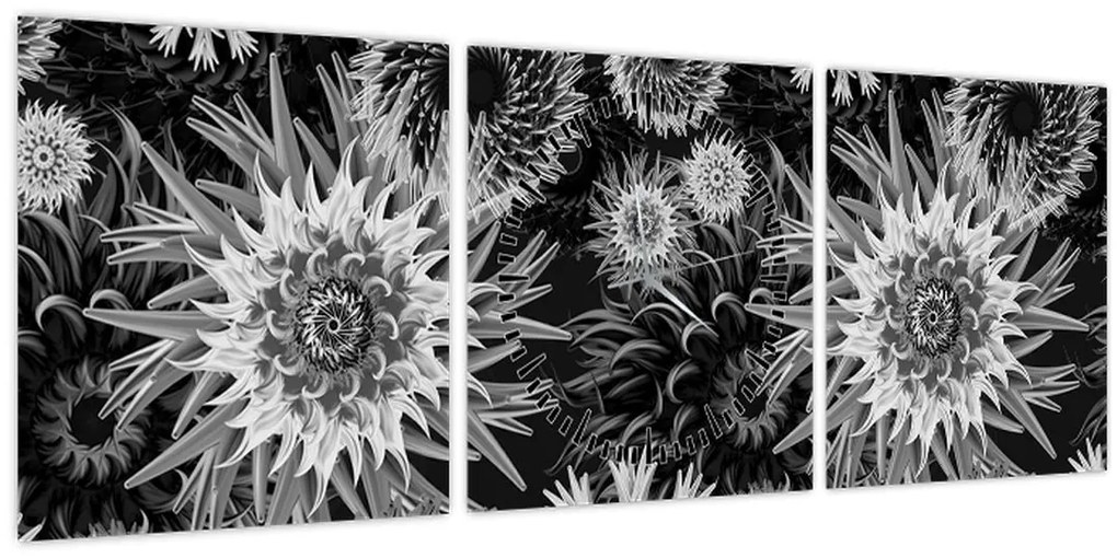 Kép - Fekete és fehér gyűszűvirág (órával) (90x30 cm)