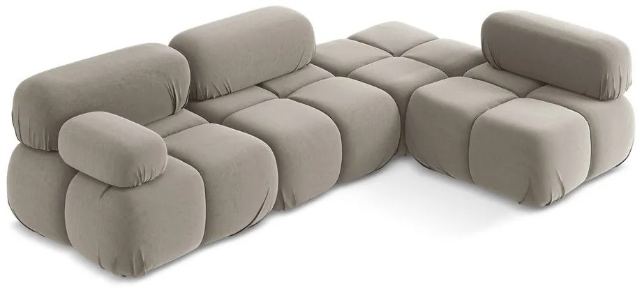 Bézs bársony moduláris sarokkanapé (jobb oldali) Lokua – Makamii