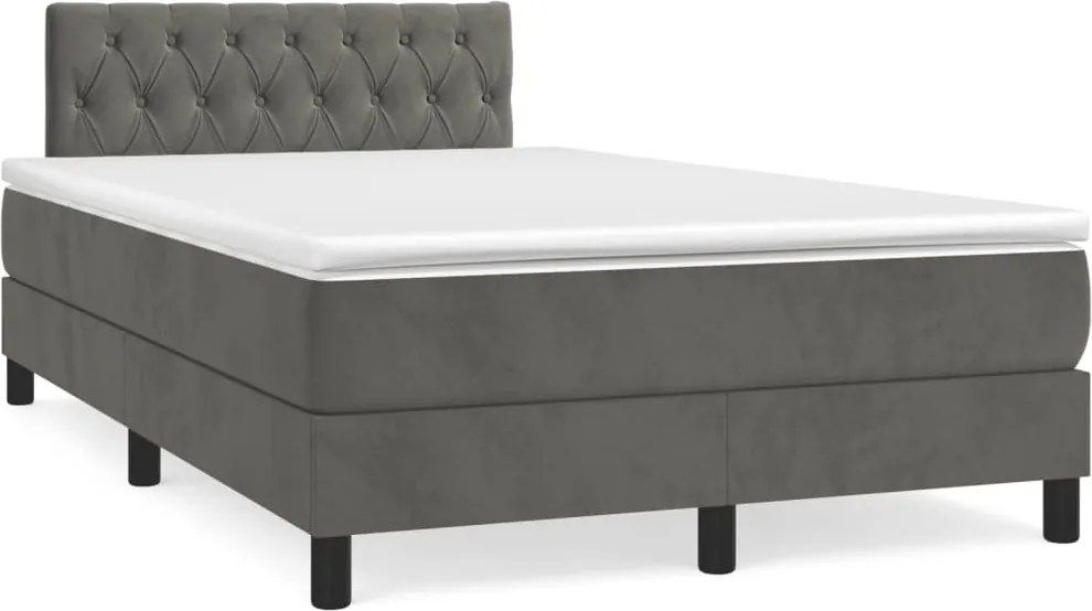 vidaXL sötétszürke bársony rugós ágy matraccal 120 x 200 cm