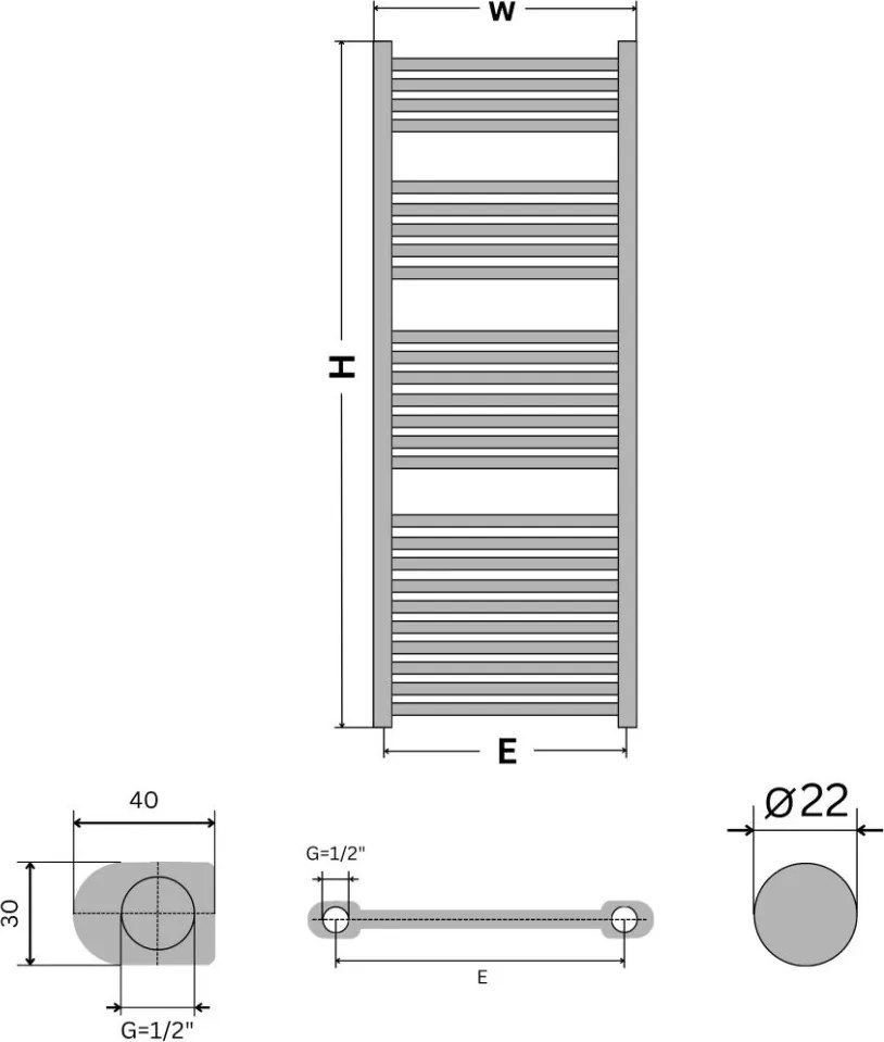 Viva Platinum Therm törölközőszárító radiátor - EGYENES - fehér - 700 x 1800 mm
