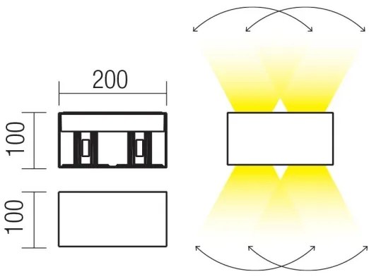 Redo 90300 - VARY LED kültéri fali lámpatest, 4xLED/5W/230V, 3000K, IP54, fehér