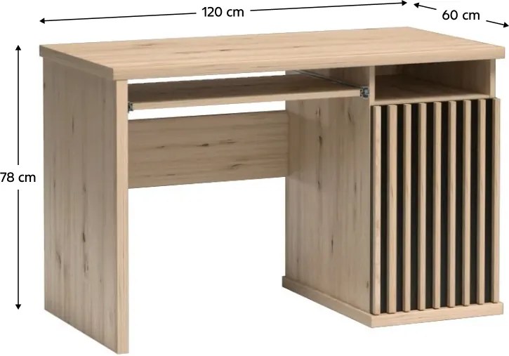 KOLI C-19 íróasztal, tölgyfa artisan