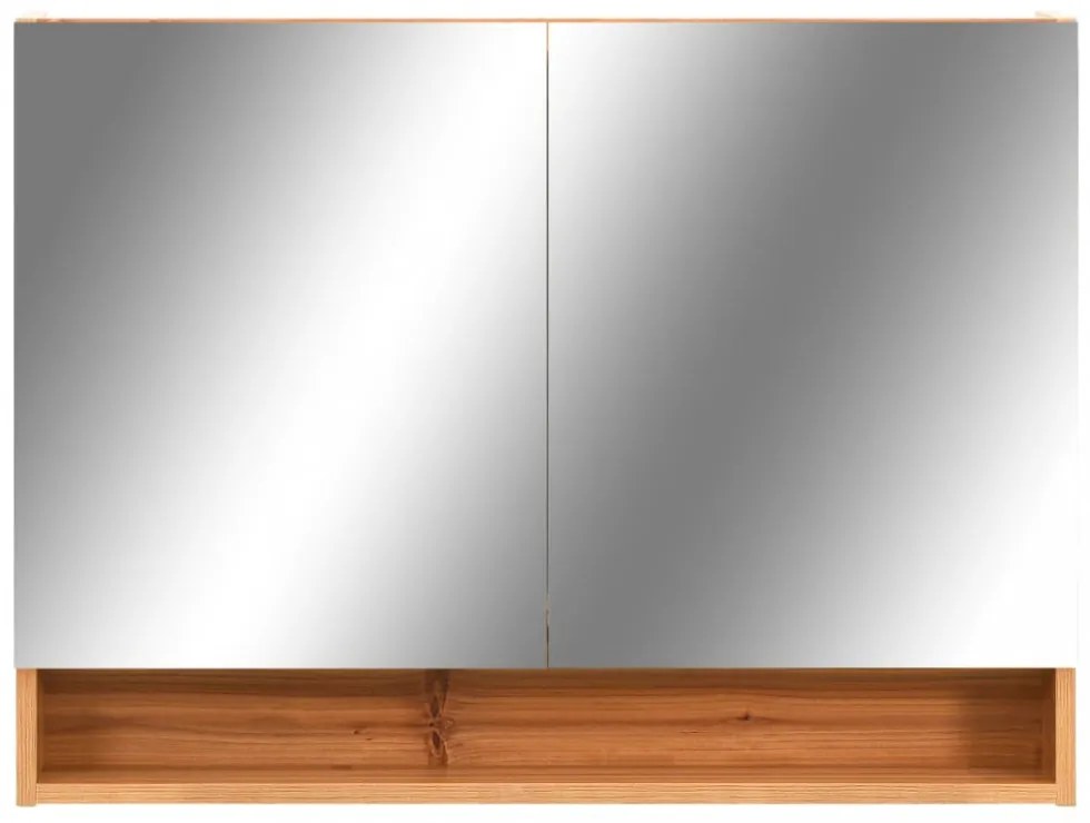 tölgyszínű MDF tükrös fürdőszobaszekrény 80 x 15 x 60 cm