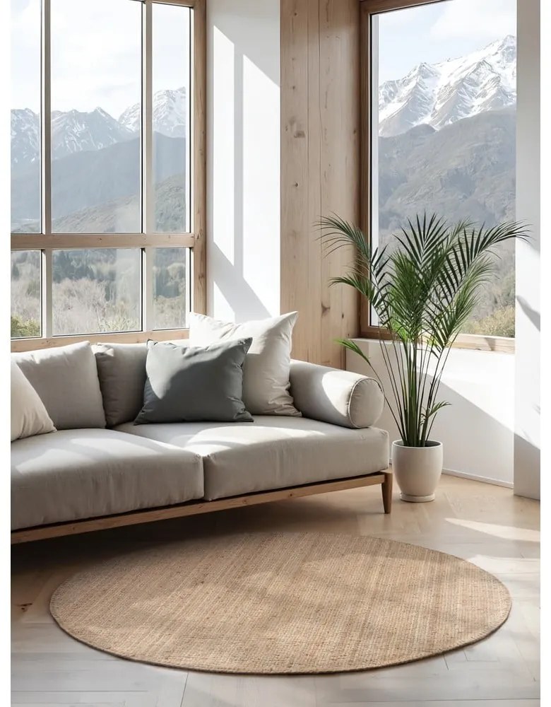 Natúr színű juta kerek szőnyeg ø 200 cm Bouclé Jaipur – Hanse Home
