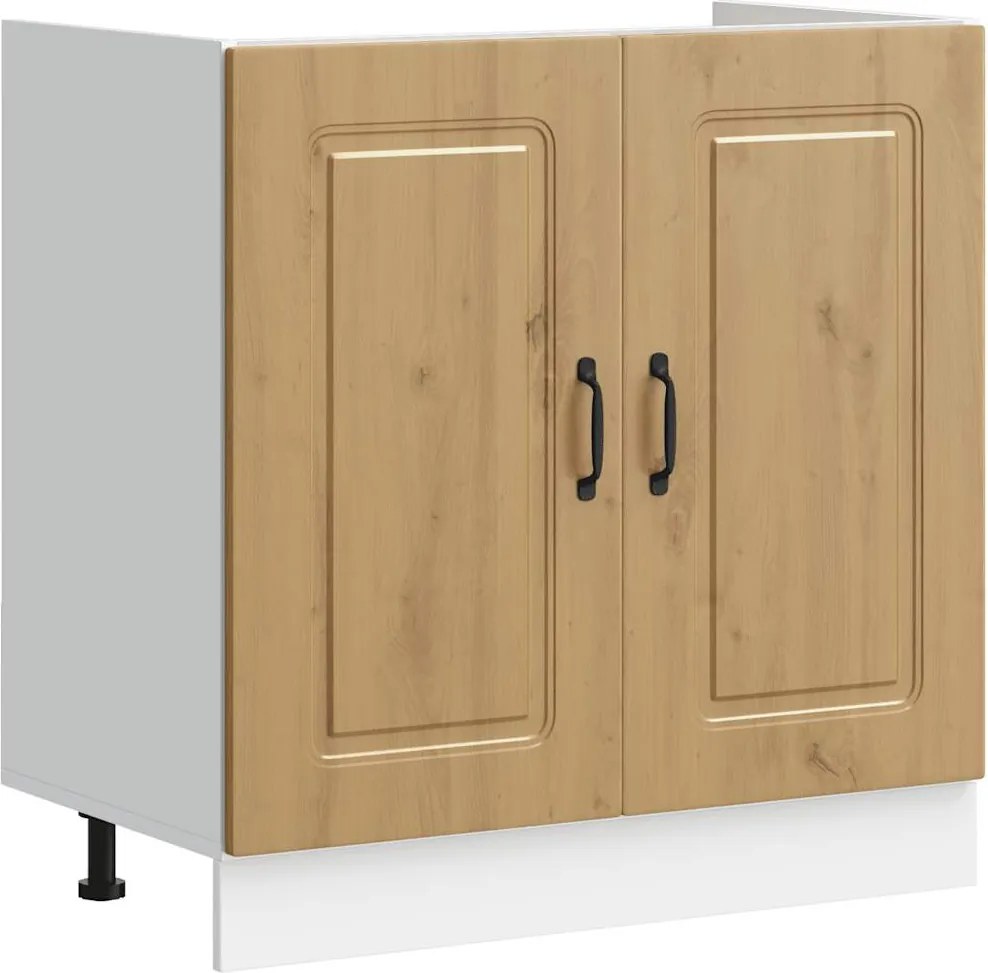 vidaXL Mosogató sljzat szekrény Kalmar kézműves tölgy 80x46x81,5 cm