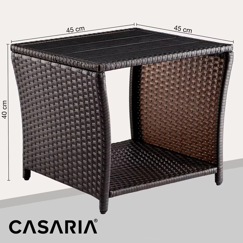 Deuba Vedis polyrattan asztalka 45x45x40 cm - barna