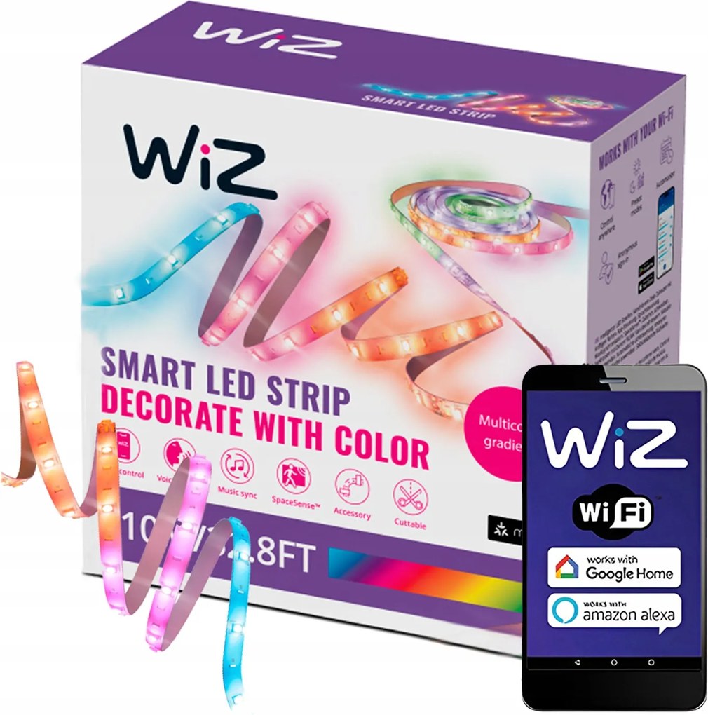 Led Szalag 10m Többszínű Rgbic Smart WiFi alkalmazás WiZ